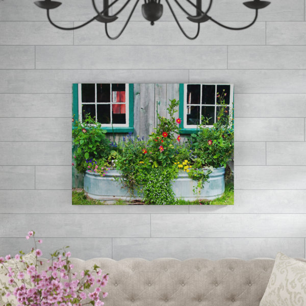 August Grove® Flower Tub Outdoor Wall Canvas Art Wayfair